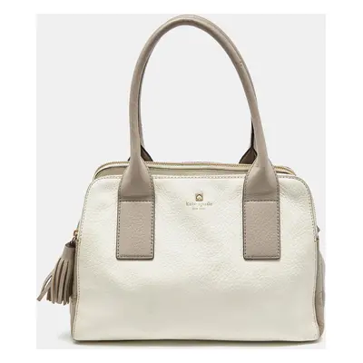 Kate Spade Off White/Grey Leather Double Zip Satchel