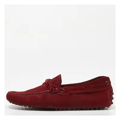 Tod's Red Suede Gommino Slip On Loafers Size