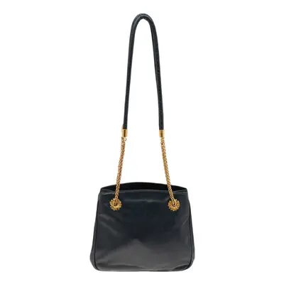 Escada Black Leather Chain Tote