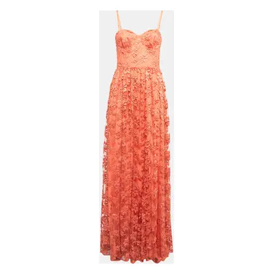 Alice + Olivia Orange Tyler Bustier Tulle Lace Corset Maxi Dress