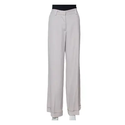 Stella McCartney Ecru Silk Blend Wide Leg Trousers