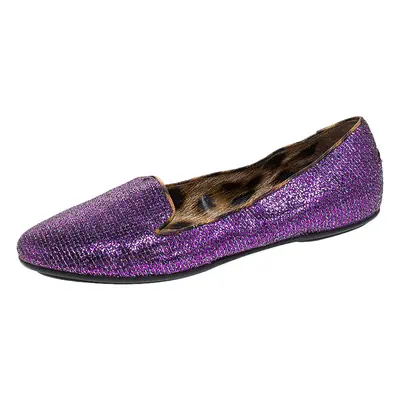 Roberto Cavalli Glitter Fabric Slip On Loafers Size