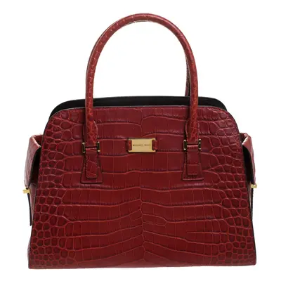 Michael Kors Red Croc Embossed Leather Gia Satchel