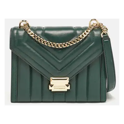 Michael Kors Green Quilted Leather Medium Whitney Shoulder Bag