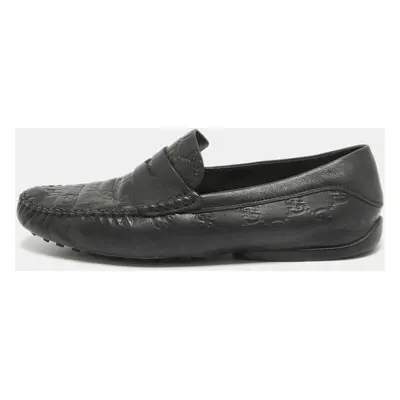 Gucci Black Guccissima Leather Penny Slip On Loafers Size 42.5