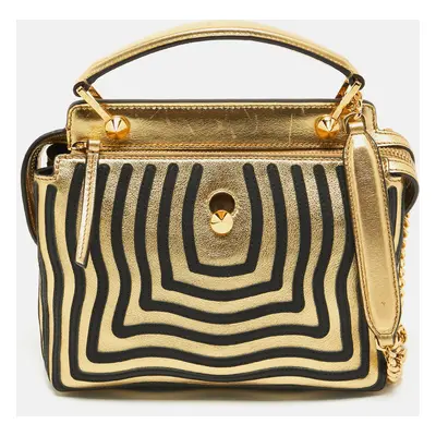 Fendi Gold/Black Leather Gold Edition Dotcom Click Top Handle Bag