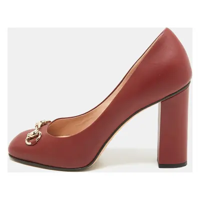 Gucci Burgundy Leather Horsebit Pumps Size 39.5