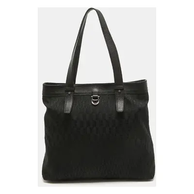 Aigner Black Monogram Canvas and Leather Tote