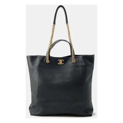 Chanel Matelasse Coco Mark Maxi Black Tote Bag