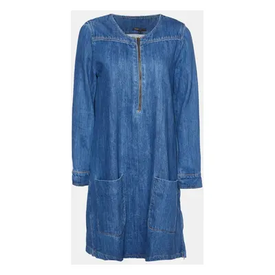 Maje Blue Denim Zip Detail Roukia Shift Dress