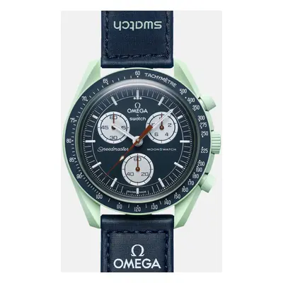 Omega X Swatch Green and Blue Bioceramic Velcro Mission On Earth So33G100 Watch mm