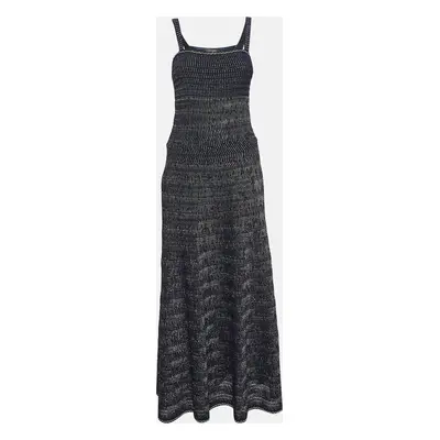 Chanel Navy Blue Patterned Knit Sleeveless Long Dress