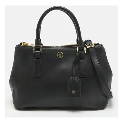 Tory Burch Black Saffiano Leather Double Zip Robinson Tote