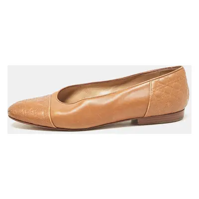 Dior Brown Quilted Cannage Leather Ballet Flats Size