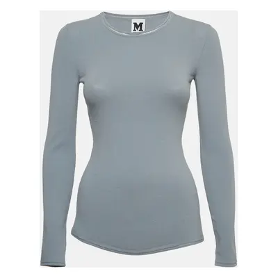 M Missoni Grey Stretch Knit Long Sleeve Sweatshirt