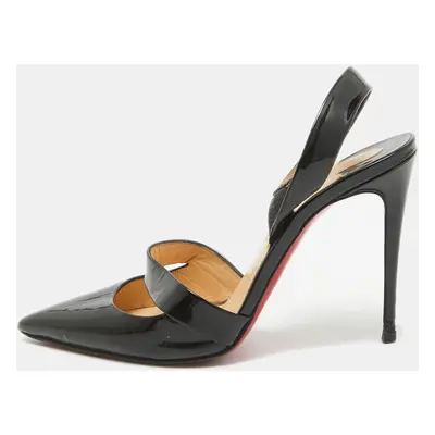 Christian Louboutin Black Patent Leather Actina Slingback Pumps Size