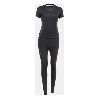 Off-White Black Jersey Active Wear T-shirt and Leggings Set