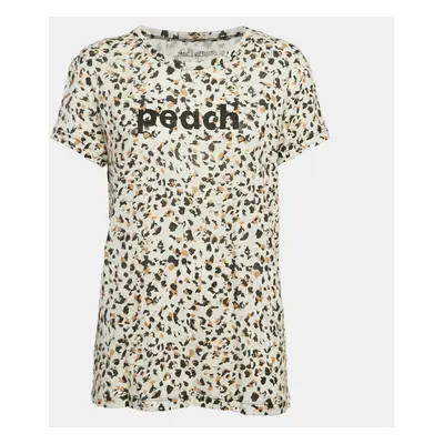 Zadig & Voltaire Beige Leopard Print Linen Jersey Oversized T-Shirt