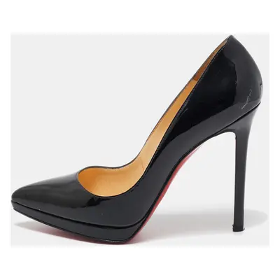 Christian Louboutin Black Patent Leather Pigalle Plato Pumps Size 38.5