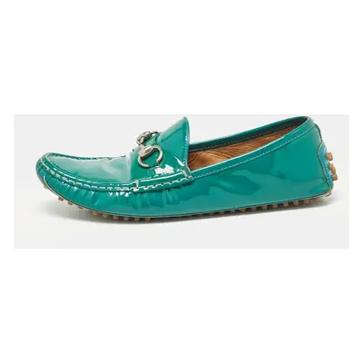 Gucci Green Patent Leather Slip On Loafers Size