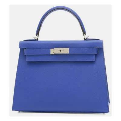 Hermes Blue Electric Epsom Kelly Handbag