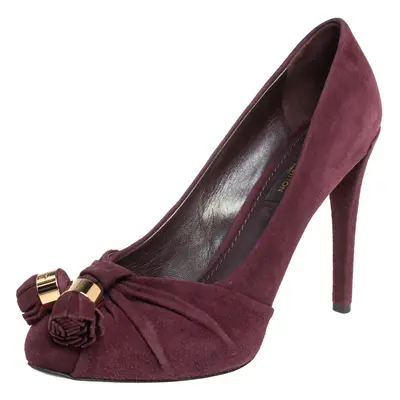 Louis Vuitton Burgundy Suede Leather Knot Confident Tassel Platform Pumps Size