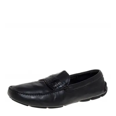 Prada Black Leather Slip On Loafers Size