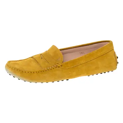 Tod's Yellow Suede Penny Loafers Size 39.5