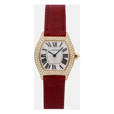 Cartier Silver 18k Yellow Gold Tortue WA504831 Manual Winding Women's Wristwatch mm