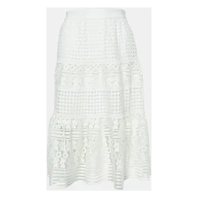 Diane Von Furstenberg White Lace Knee-Length Skirt