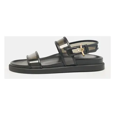 Gianvito Rossi Black Leather and PVC Bilbao Sandals Size