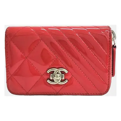 Chanel Red patent card wallet