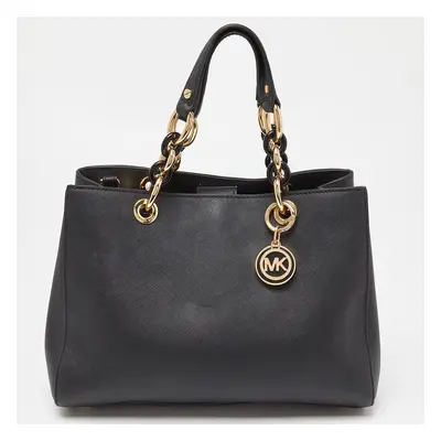 MICHAEL Michael Kors Black Saffiano Leather Medium Cynthia Tote