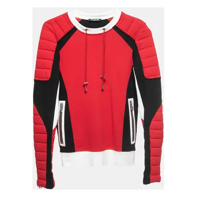 Balmain Red Cotton Quilted Sweatshirt