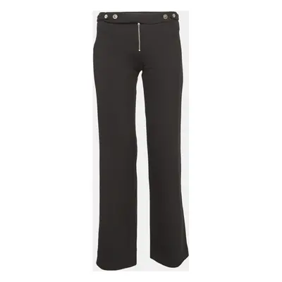 Versace Jeans Couture Black Stretch Crepe Embellished Waist Trousers