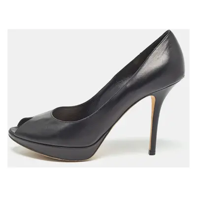 Dior Black Leather Miss Dior Platform Peep Toe Pumps Size