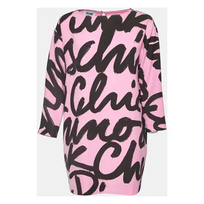 Moschino Cheap and Chic Pink Logo Print Crepe Tunic Top