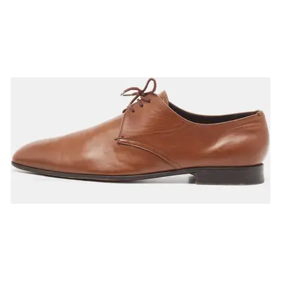 Prada Brown Leather Square Toe Derby Size 41.5