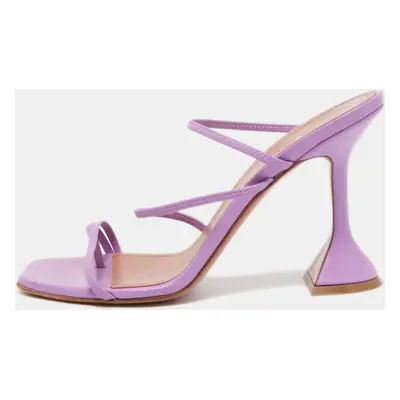 Amina Muaddi Purple Leather Naima Sandals Size