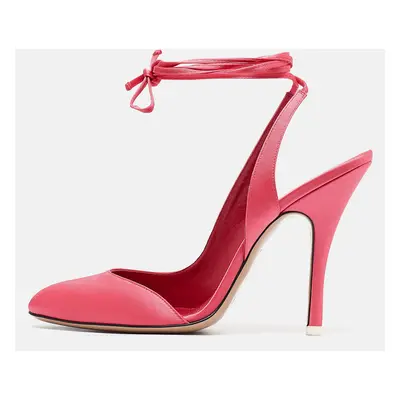 The Attico Pink Satin Carrie Ankle Wrap Pumps Size 40.5