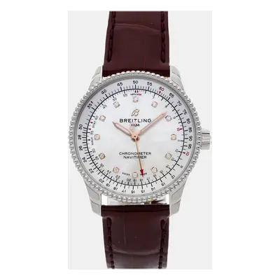 Breitling White Shell Navitimer A17395211A1P2 Automatic Women's Wristwatch mm