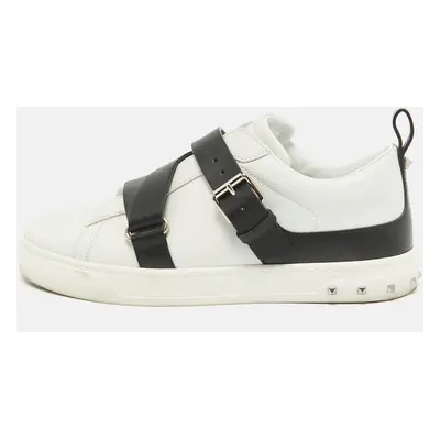 Valentino White Leather Rockstud Low Top Sneakers Size