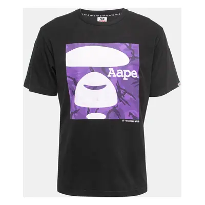 A Bathing Ape Black Logo Print Cotton Crew Neck Half Sleeve T-Shirt