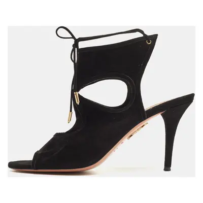 Aquazzura Black Suede Sexy Thing Sandals Size