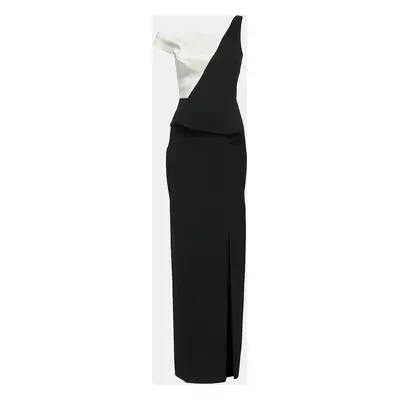 Roland Mouret Black Crepe Draped Slit Detail Sleeveless Maxi Dress