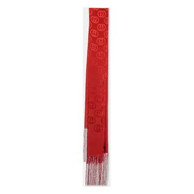 Gucci Red GG Pattern Silk Fringed Stole