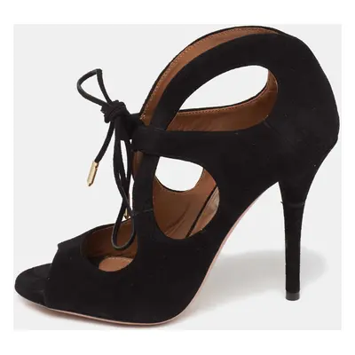 Aquazzura Black Suede C'est Chic Sandals Size