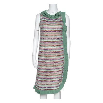 M Missoni Sage Green Wool Knit Ruffled Shift Dress