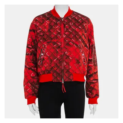 Moschino Couture Red Trompe-L'oeil Printed Bomber Jacket