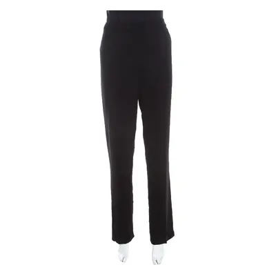 Escada Black Wool Crepe High Waist Tovah Trousers